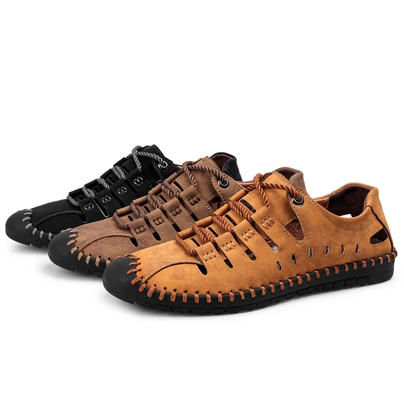 Men casual shoes sandals handmade breathable men shoes luxury brand leather men loafers moccasins - onlinemegasale.com