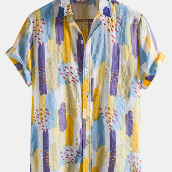 Multicolor Graffiti Cotton Shirts
