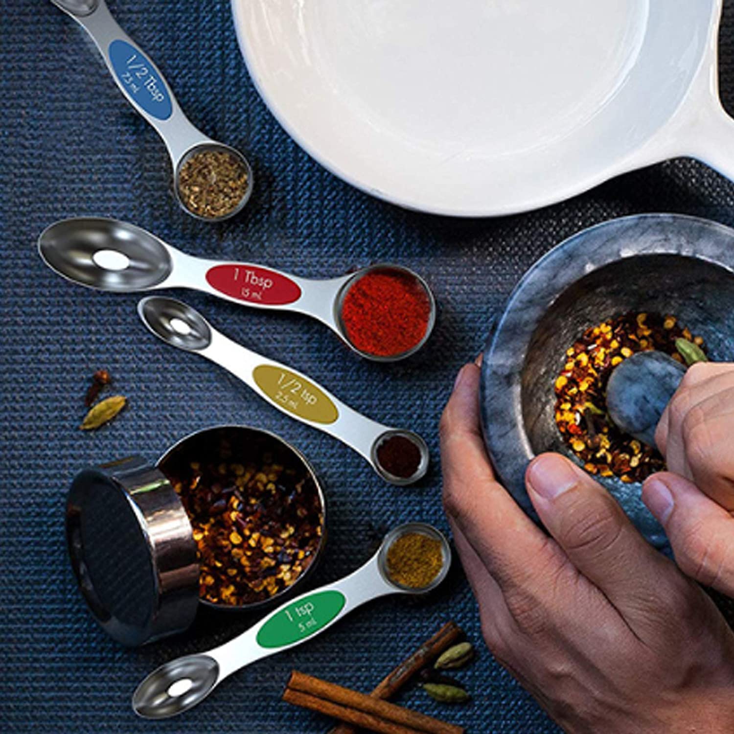 9pcs Dual Sided Stainless Steel Magnetic Measuring Spoons - onlinemegasale.com