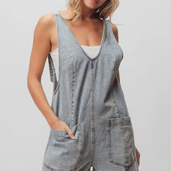 Patch Vintage Washed Denim Shortall