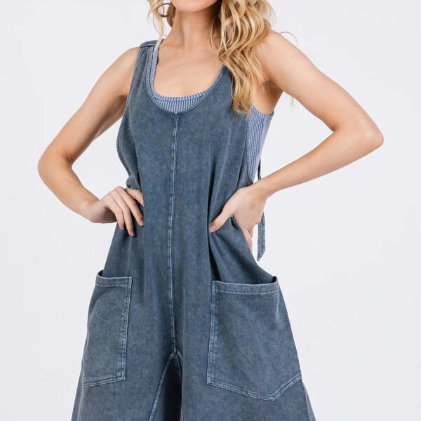 Low Scoop Neck Tank Washed French Terry Romper