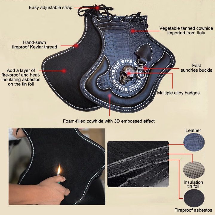 Universal Motorcycle Leather Side Saddle Heat Shield Deflector - onlinemegasale.com