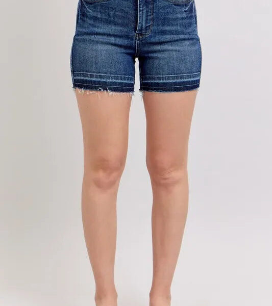 Judy Blue High Waist Tummy Control Destroy Release Hem Denim Shorts