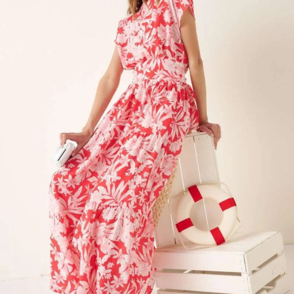 Tropical Print Top and Skirt Set