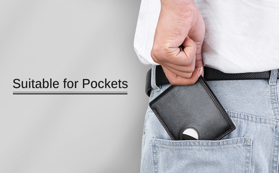 Men Wallet Compatible with AirTag Genuine Leather Bifold Wallet for Air Tag - onlinemegasale.com genuine leather