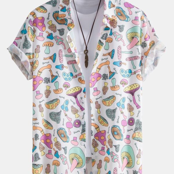 Mushroom Print Button Up Shirt