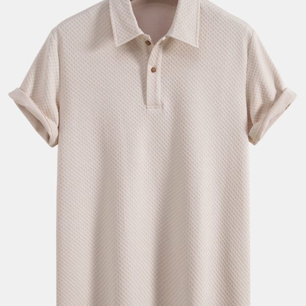 Knit Checkerboard Jacquard Polo Shirt
