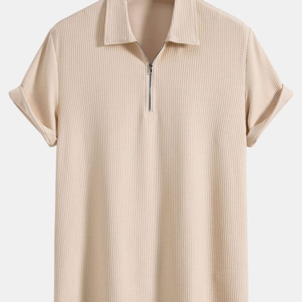 Knitted Ribbed Zip Polo