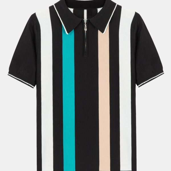 Striped Zip Sweater Polo