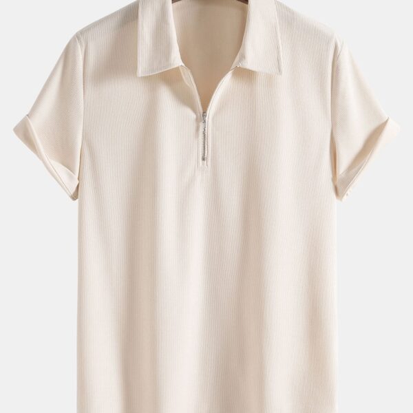 Stretch Corduroy Zip Polo Shirt