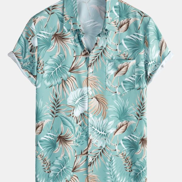 Tropical Print Button Up Shirt