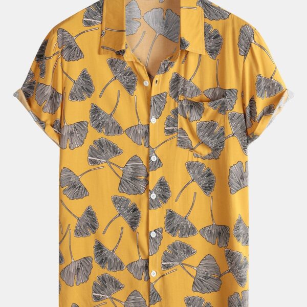Leaf Print Button Up Shirt