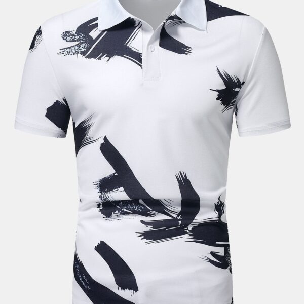 Brushstroke Print Polo Shirt