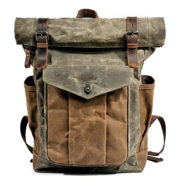 Oil wax canvas leather backpack