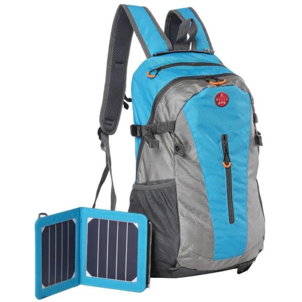 Solar panel Backpack 35L with Power Bank 6.5W color Teal Blue