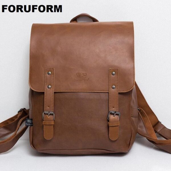 Vintage PU leather men leisure backpack